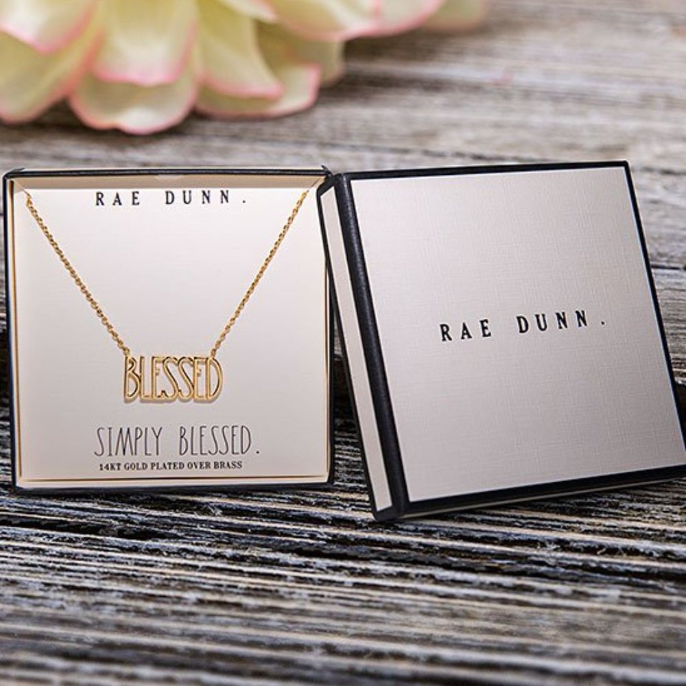 NWT Rae Dunn | 18k Yellow Gold-Plated 'Blessed' Bar Necklace